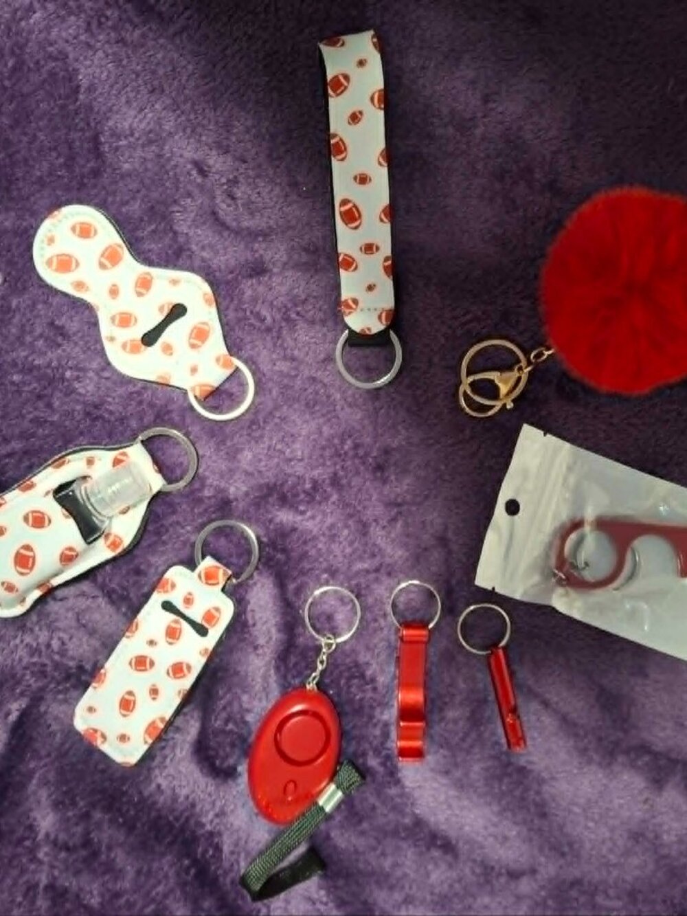 NWOT Football Design Safety Keychain w/Alarm